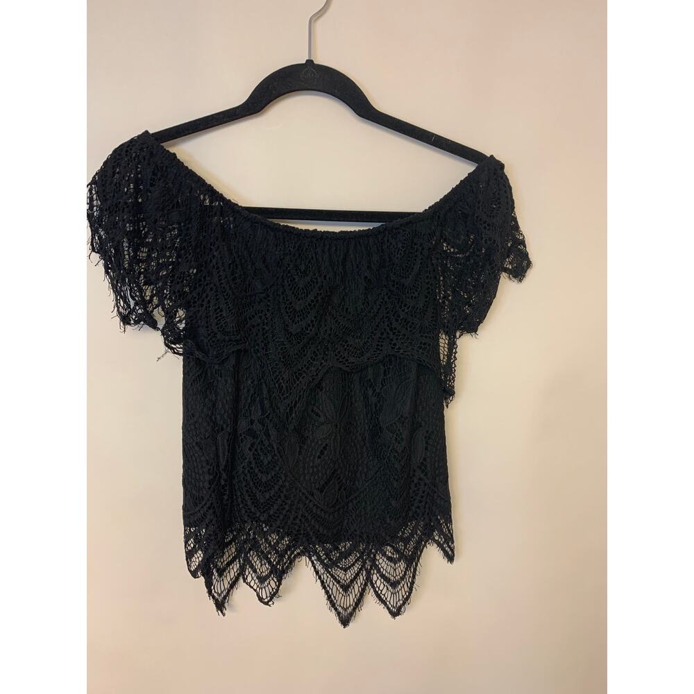 Crochet Lace Bohemian Whimsical Dark Fairy Romantic Eyelash Trim Womens SZ M